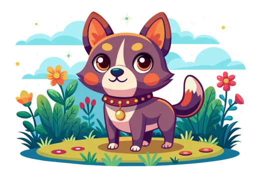 cute cartoon dog in the garden