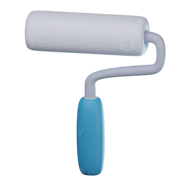 a blue paint roller on a white background