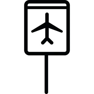 a black and white icon of an airplane