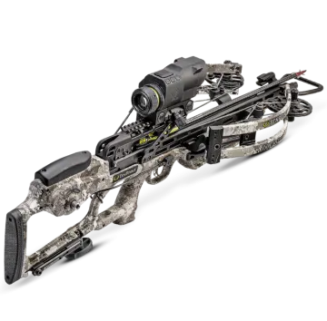 a crossbow with a scope attached to it