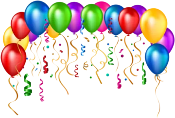 a bunch of colorful balloons with streamers