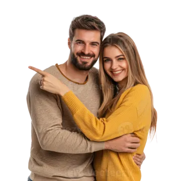 a man and woman smiling at the camera