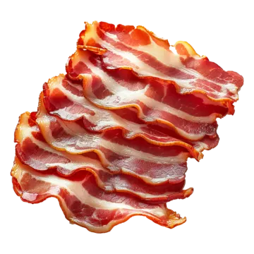a pile of bacon on a white background