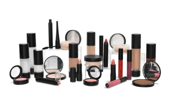 a collection of various makeup products