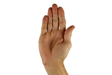 a person holding their hand up in the air