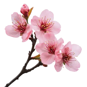 a branch with pink flowers on it
