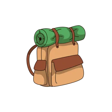 a backpack with a blanket on top of it
