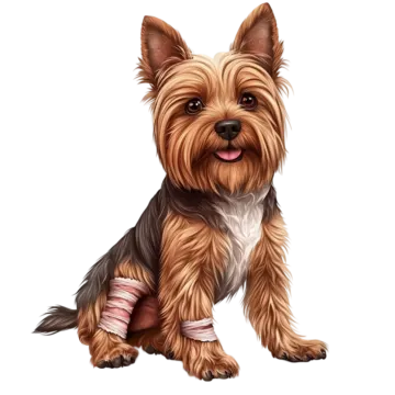 a dog with bandages on it's legs
