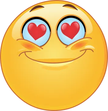 a smiley face with hearts in the eyes