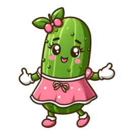 a cartoon cactus wearing a pink dress