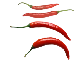 three chili peppers on a white background