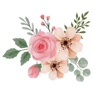 a watercolor painting of pink and peach flowers
