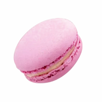 a pink macaron on a white background