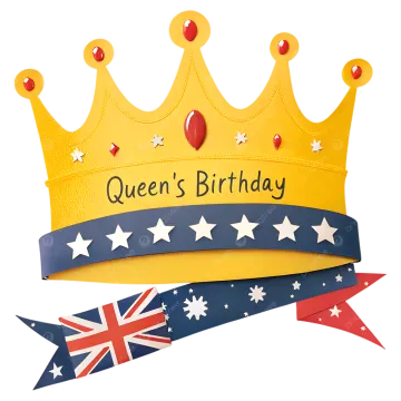 a crown with the words queen's birthday on it