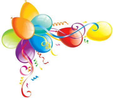 a bunch of colorful balloons with streamers