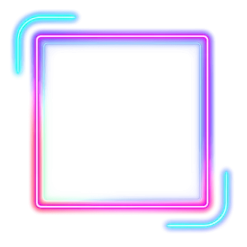 a square neon frame on a white background