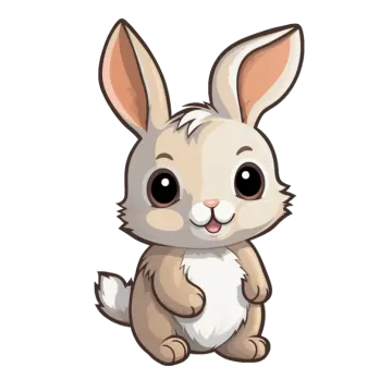 a cute rabbit sitting down and looking at the camera