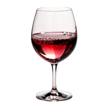 a glass of red wine on a white background