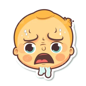 a crying baby sticker on a white background