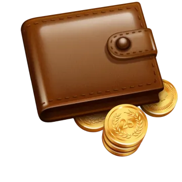 a wallet and coins