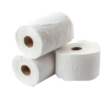 three rolls of toilet paper on a white background