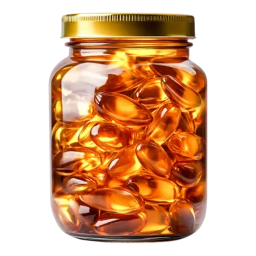 a jar filled with orange pills