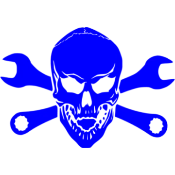 a skull and crossbones on a white background
