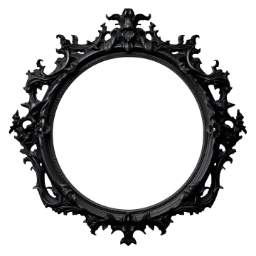 a black ornate frame on a white background