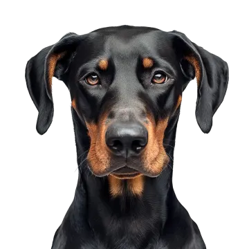 a black and brown dog looking at the camera