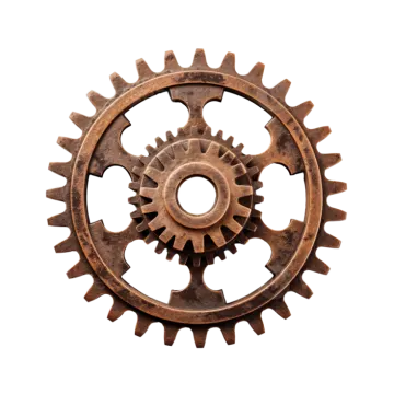 an old rusty gear on a white background