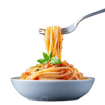 a fork full of spaghetti with tomato sauce