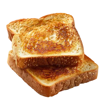 a piece of toasted bread on a white background