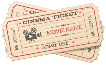 a pair of cinema tickets on a white background