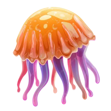 a jellyfish with orange and purple colors