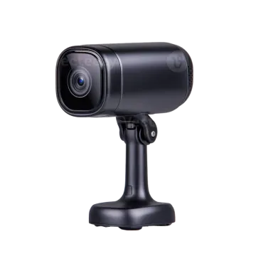 a black webcam on a white background