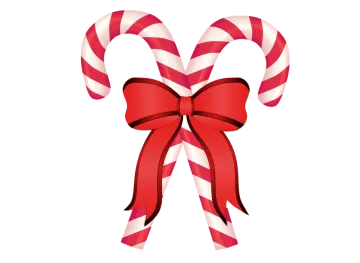 a red and white candy cane with a bow