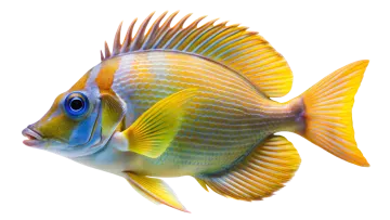 a close up of a fish on a white background