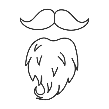 a black and white drawing of a man with a mustache