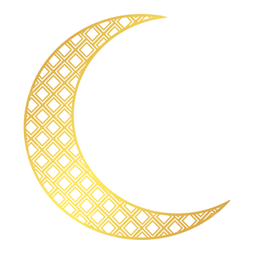 a gold crescent on a white background