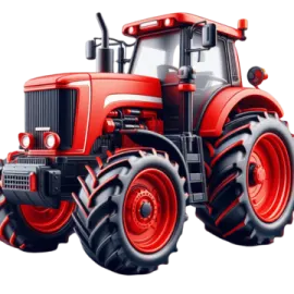 a red tractor on a white background