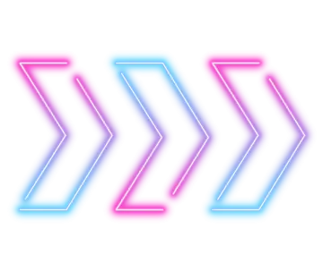 three neon arrows on a white background