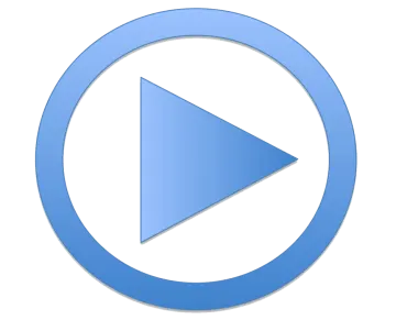 the play button on a white background