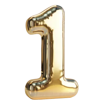 a gold number one balloon on a white background