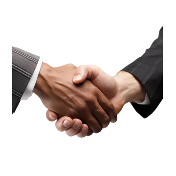 two men shaking hands on a white background
