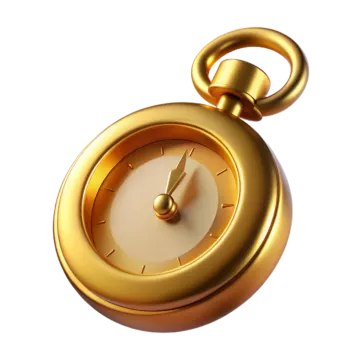 a gold pocket watch on a white background