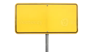 a yellow road sign on a metal pole