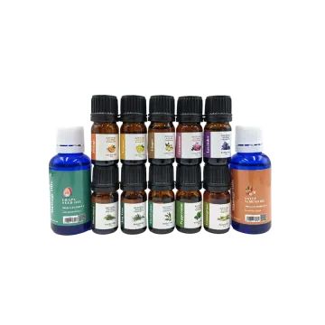 a set of six bottles of essential oils