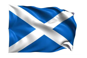 a scottish flag waving in the wind