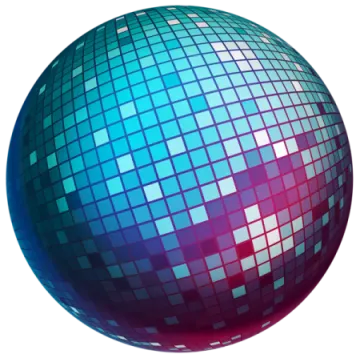 a blue and red disco ball
