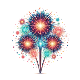 a colorful fireworks on a white background